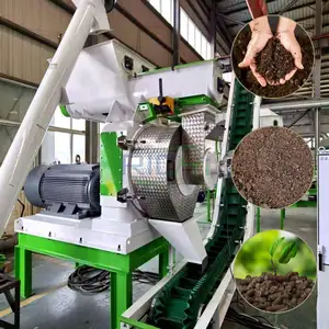 Servicio llave en mano 1-5 T/H Línea completa de producción de fertilizante orgánico de estiércol de vaca para fertilizante granulado de pellets