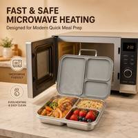 Boîte à lunch bento Risheng à 3 compartiments, ultra-fine, en acier inoxydable 304, hermétique, compatible micro-ondes, pour enfants, sans BPA, capacité de 1 à 3 L