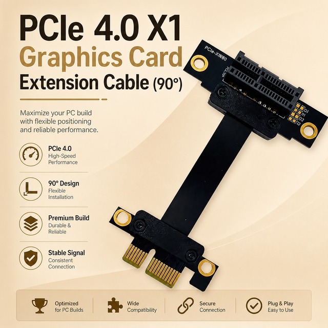 Flexible FPC PCIe 4.0 X1 Graphics Card Extension Riser Cable Reverse 90 Degree 16Gbps High Speed Shielded ITX Network Adapter