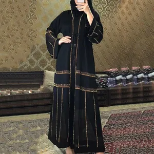 Kimono femme musulmane djellaba elbise siyah abaya dubai türkiye müslüman başörtüsü 2021 kaftan marocain arabe İslam giyim