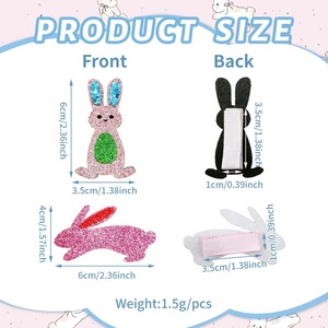 Custom Children's Lovely Hair Clips Cartoon Bunnies <b>Cute</b> Hair Accessories Glitter Rhinestone Ribbon Wrapped Hair <b>Pin</b> Wholesale - Product Image 5