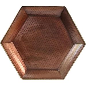 Plateau de service élégant LEATHERVINES finition cuivre |   Plateau hexagonal 16x15 pouces pour fêtes, repas et accessoires de table décoratifs 2026 - Product Image 3