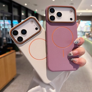 เคสสำหรับ iPhone 12 13 14 15 16 Plus Pro Max แบบแม่เหล็ก ผิวสัมผัสลายลิ้นจี่ หนัง PU คุณภาพพรีเมียม ป้องกันแรงกระแทก ยืดหยุ่นได้ - Product Image 3