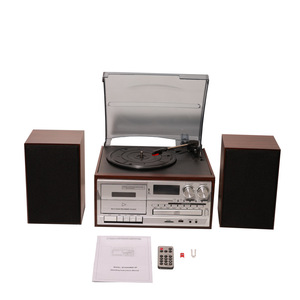 Custom Retro Vinyl Record Player Multi-function CD Tape Radio USB SD BT <b>Speaker</b> Remote Control MDF Wood Indoor Outdoor Gift - Product Image 1