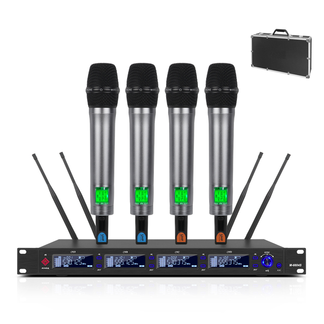 GPUB M-6604S Hot Selling Stage Dynamic Microphone Professional UHF True Diversity Wireless Microphone Metal Construction