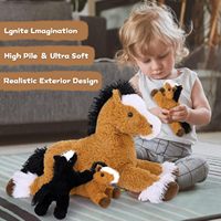 Grand cheval et poney de 21 pouces animaux en peluche 4 pièces maman cheval pour enfants cadeau d'anniversaire de noël peluche anti-stress en vrac