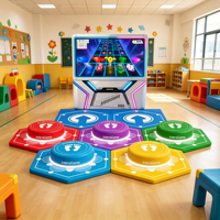 Cube Magique Interactif avec Écran HD de 85 Pouces, Jeu de Saut Multijoueur, Plateforme de Saut LED, Équipement de Terrain de Jeux Intérieur |   InteraGame