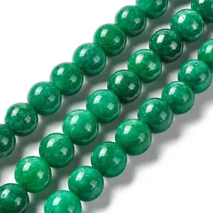 PandaHall 5 fili 12mm tinti di perle di pietre preziose tonde di giada naturale verde