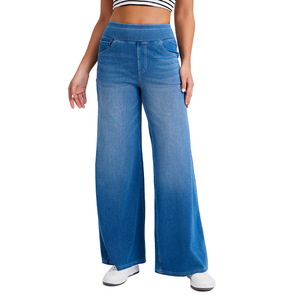 <span class=keywords><strong>Pantalon</strong></span> pour <span class=keywords><strong>femme</strong></span>, taille élastique, poches, <span class=keywords><strong>pantalon</strong></span> confortable pour <span class=keywords><strong>femme</strong></span>, jean élégant <span class=keywords><strong>bleu</strong></span> <span class=keywords><strong>marine</strong></span>, taille haute, jambe large, jean décontracté - Product Image 5