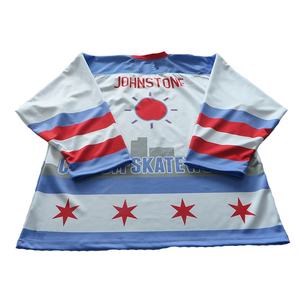 커스텀 프로 여성 카모 & 블루 Reversible 승화 아이스 하키 저지 최소 - Product Image 4