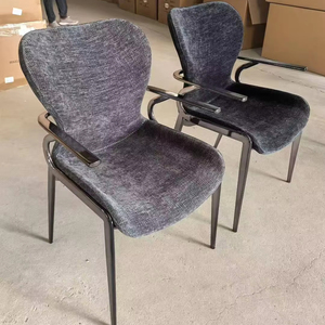 Chaise de salle à manger <span class=keywords><strong>café</strong></span> recouverte de tissu moderne de <span class=keywords><strong>style</strong></span> italien avec accoudoirs en acier au carbone Dossier Mobilier de maison Tables à usage hôtelier - Product Image 2