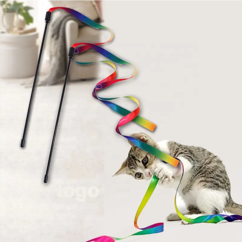 Радужный Кот заклинатель Интерактивная забавная игрушка для кота, палочка, безопасный кошачий тизер, игрушка для котят