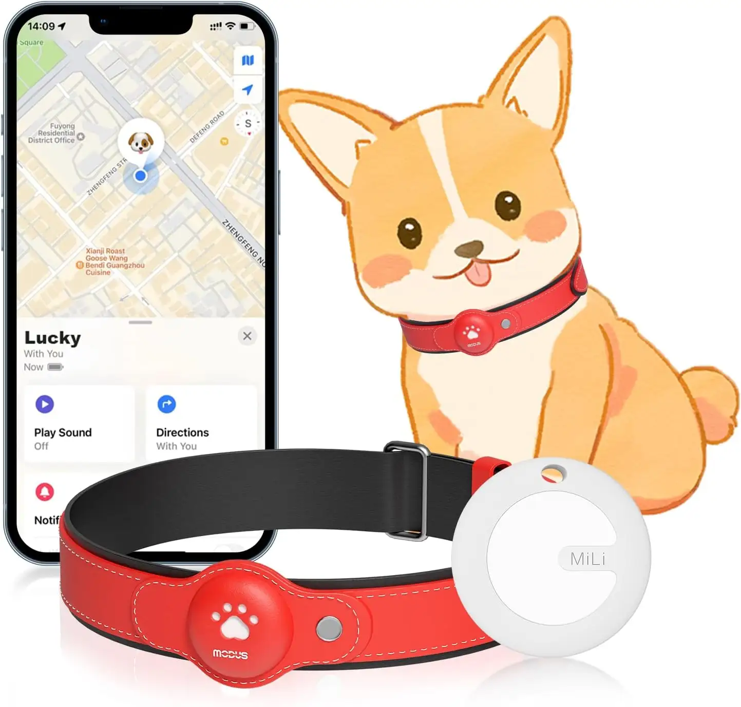 GPS Tracker cho chó, 2 trong 1 vật nuôi theo dõi thông minh cổ áo (chỉ IOS), thời gian thực vị trí/con chó Tracker cổ áo cho nhỏ vừa lớn