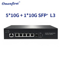 Switch réseau L3 géré 5 ports 10G RJ45 avec 1 port SFP+ Uplink 10G, capacité 256 Gbit/s, switch réseau complet 10 Gbit/s pour WiFi 7 et NAS Studio