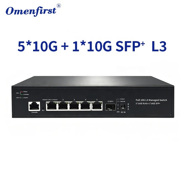 L3 Managed 5 Port 10G RJ45 Switch with 1*10G SFP+ Uplink 256Gbps Capacity 10Gbps Full Network Switcher for WiFi 7 & NAS Studio
