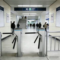 Tourniquet intelligent de luxe en acier inoxydable avec panneaux en acrylique et scanner de code QR anti-collision pour gare de métro