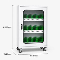 Chariot de recharge portable 50 emplacements avec fentes indépendantes et roues verrouillables pour tablettes et ordinateurs portables – Idéal pour l'école, le bureau, la recharge quotidienne et le rangement bien organisé