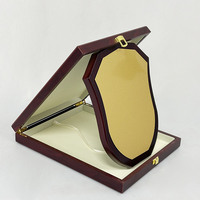 Plaque de certificat en bois noir pliable personnalisée avec boîte de plaques en bois vierges et plaque dorée MH-FJ0370