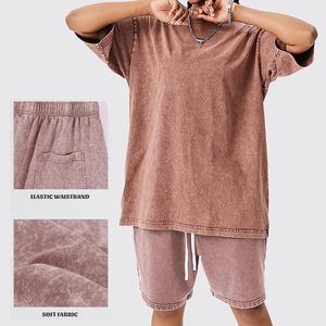 Shorts de sport en coton pour femme FOXA, taille élastique avec cordon de serrage, coupe ample, style vintage délavé à l'acide - Product Image 5