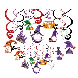XL143 Ghost Happy Halloween Party Decoration Hanging Foil Swirl 30 PCS Supplier DIY Kid Party Ornament Customized Witch Pumpkin
