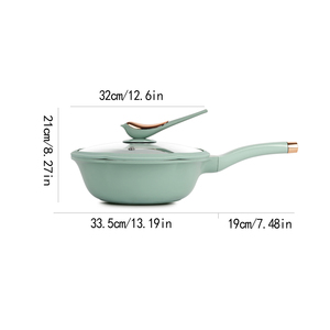 <span class=keywords><strong>Wok</strong></span> Coreano Mitcmolard para Cocina, con Revestimiento Antiadherente de PTFE, <span class=keywords><strong>Wok</strong></span> de Aluminio Fundido a Presión con Tapa de Vidrio Templado - Product Image 2