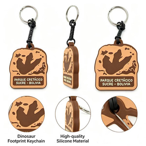 Dinosaur Footprint Silicone <b>Keychain</b> custom design PVC <b>keychain</b> cartoon <b>keychain</b> for backpack Rubber Keyring - Product Image 1