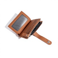 Porte-cartes ultra-fin en cuir véritable, conception personnalisée OEM/ODM, avec fermeture éclair, mini portefeuille simple pour plusieurs cartes et pièces de monnaie