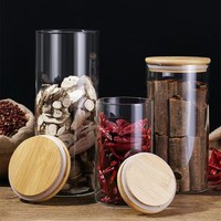 Usage domestique scellé café thé épices verre bocaux de stockage des aliments pots à épices en verre avec couvercle en bambou dans la cuisine occasions de mariage