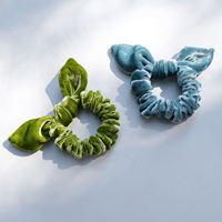 Frauen Haarschmuck Seide Haar Ring Hase Kaninchen Ohren Seide Samt Elastic Scrunchie