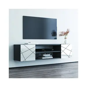 Armário de TV flutuante para TV, unidade de parede moderna de luxo com armazenamento, unidade de parede moderna para TV