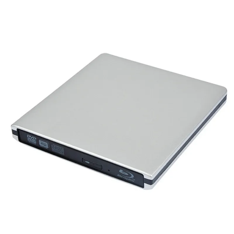 อลูมิเนียมไดรฟ์ Blu-Ray Ultra-Thin External USB 3.0 Blu-Ray Burner BD-RE CD/DVD RW Burner สามารถ Play 3D 4K Blu-Ray Disc สำหรับแล็ปท็อป