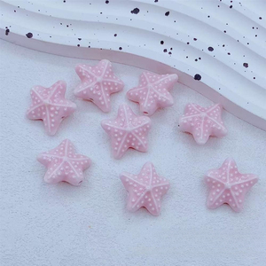 Cuentas de cerámica de estrella de mar con esmalte floral de alta temperatura - Materiales de joyería de moda hechos a mano y procesados en horno para bricolaje y cadenas para teléfono - Product Image 3