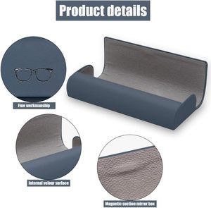 Étui à lunettes rectangulaire en cuir PU de haute qualité, écologique, portable, anti-pression, unisexe, personnalisable, vente en gros d'usine - Product Image 3