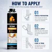 Mousse polyuréthane expansive PU de qualité professionnelle, durée de vie de 10 ans, durcissement rapide pour le remplissage des espaces entre fenêtres et portes