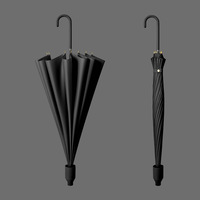 Parapluie droit moderne à 16 baleines, avec revêtement imperméable, poignée courbée, résistant au vent, pour voiture, cadeau publicitaire, logo personnalisé, vente en gros
