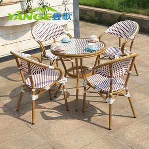 Rattan bistrot francese <span class=keywords><strong>sedie</strong></span> e tavolo da esterno bistrot <span class=keywords><strong>sedie</strong></span> rattan giardino Set di bambù Patio bistrot Set mobili da esterno - Product Image 6