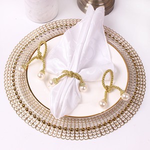 Wedding Party Dinner Table Decorazione di Perle In <span class=keywords><strong>Oro</strong></span> Anello di Tovagliolo - Product Image 4