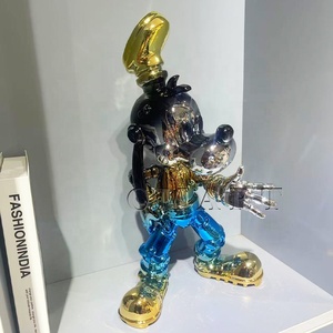 ประติมากรรมสุนัขการ์ตูนไฟเบอร์กลาสชุบโครเมียม รูปทรงขนมหวาน ป๊อปอาร์ต เหมาะสำหรับตกแต่งห้างสรรพสินค้า บ้าน ร้านค้า ประตู บาร์ ของตกแต่งบ้าน สุนัขน่ารัก - Product Image 2