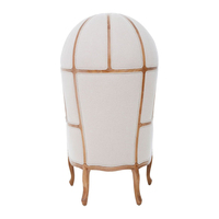 Chaise de Porter de Style Français Rustique Chaise de Ballon en Lin de Bois de Chêne Massif Vintage Chaise de Dôme de Versailles pour Salon d'Hôtel