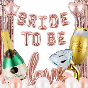 Ensemble de décorations de fête pour enterrement de vie de jeune fille en or rose comprenant un voile de ceinture de mariée confettis ballons bannière rideau à franges - Product Image 6