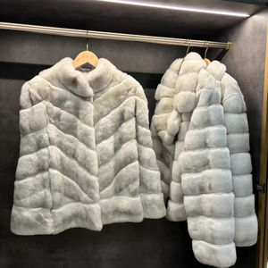 Giacca Invernale di Alta Gamma in Pelliccia all'Ingrosso, Morbida Giacca in Misto Lana <span class=keywords><strong>a</strong></span> <span class=keywords><strong>Righe</strong></span>, Produttore di Cappotti da <span class=keywords><strong>Donna</strong></span> - Product Image 5