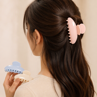 Pince à cheveux en PC couleur pastel, pince à mâchoire douce pour femmes, pour coiffure quotidienne, logo personnalisé disponible