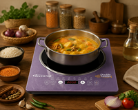 Cuisinière électrique infrarouge portable concave avec plaque en verre céramique incurvée, commande tactile, brûleur unique pour la cuisine à domicile