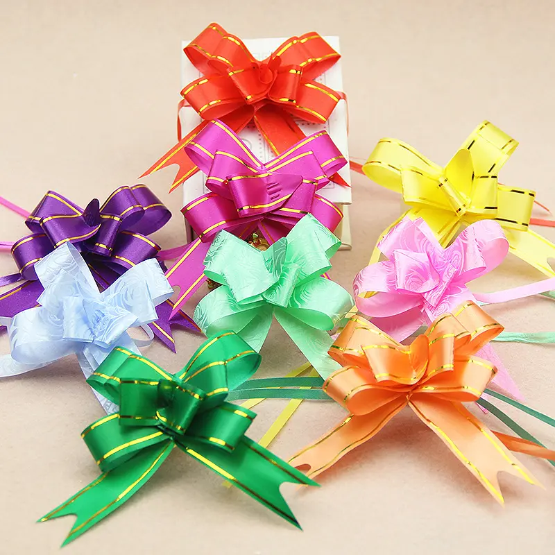 1.8*34cm Christmas Gift Wrap Pull Bows Christmas Tree Ribbons New Year Navidad Decorations for Home Wedding Car Decor Craft Bows