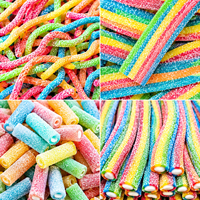 Caramelos de licorice rellenos, dulces y ácidos, en tiras, con mezcla de frutas, gomitas masticables, al por mayor, personalizados, a granel, coloridos, con certificación BRC