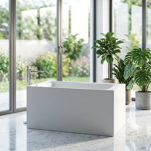 Baignoire autoportante rectangulaire en acrylique 1,8 m, design moderne et minimaliste, avec drain central, pour salle de bain (tinas sobreponidas) - Product Image 2
