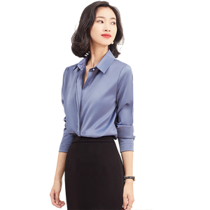 Blusa de Gasa de Alta Gama con Cuello Alto, Estilo Básico, Sólida, Combinable con Todo, para Mujer, Trajes de Negocios, Blusa Formal de Oficina - Product Image 2