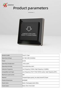 Greentech Interruttore di Risparmio Energetico per Hotel, Impermeabile IP66, Materiale PC Durevole, Interruttore a Scheda con Rete Cablata, Interruttore Touch <span class=keywords><strong>C</strong></span> - Product Image 6