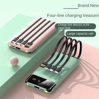Usine directe Ultra-mince fil intégré Mini chargeur d'alimentation Mobile affichage LED 10000 MAh Micro USB impression cadeau en gros
