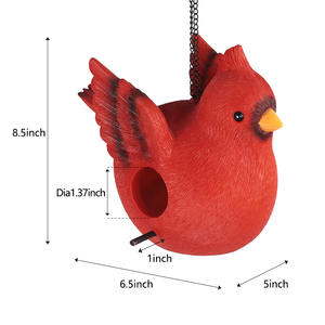 שרף קרדינלי חיים ציפור בירדהאוס lifelike סגנון אמנות בית גן & בחוץ שימוש חיצוני דקורטיבי מושלם מתנה - Product Image 5